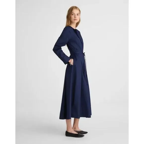 Madewell Tie-Waist Midi Shirtdress Midnight Navy Size 10 NWT NX636 - Picture 3 of 12